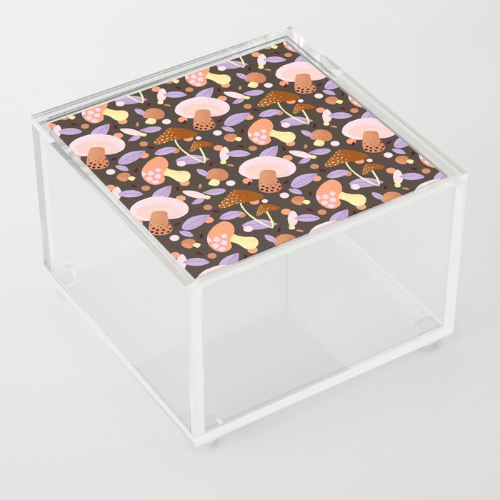 Brown and purple mushroom pattern Acrylic Box