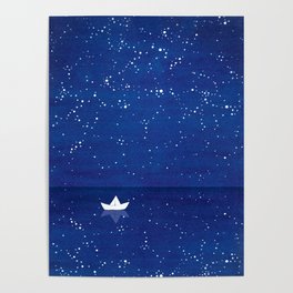 Zen sailing, ocean, stars Poster