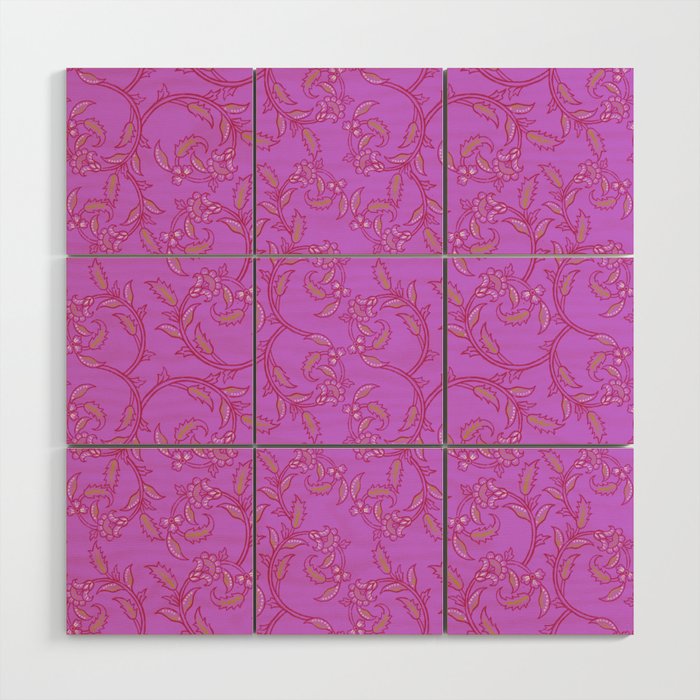 Purple Flower Pattern Wood Wall Art