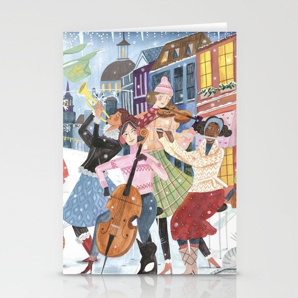 Festive women in Montreal music Stationery Cards