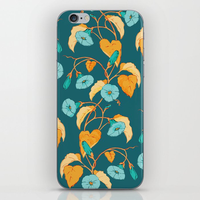Flower Vines in Peacock and Gold iPhone Skin