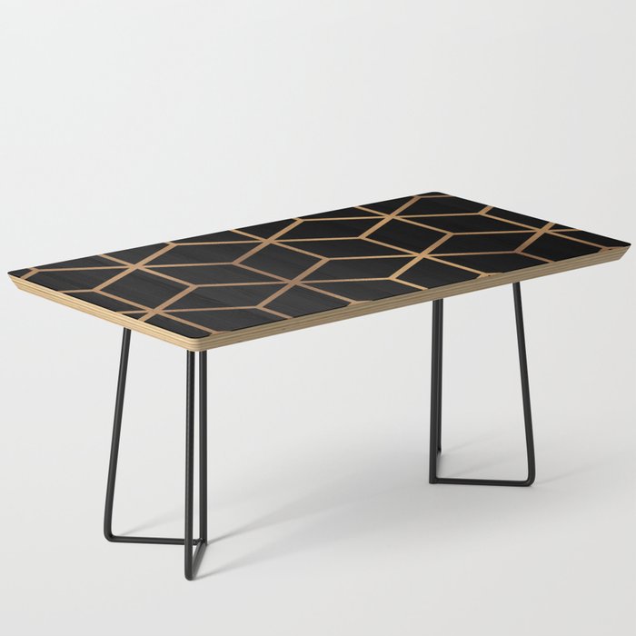 Black and Gold - Geometric Cube Design Coffee Table