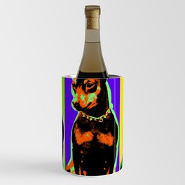 Poster with portrait of a miniature pinscher dog in pop art style Wine Chiller