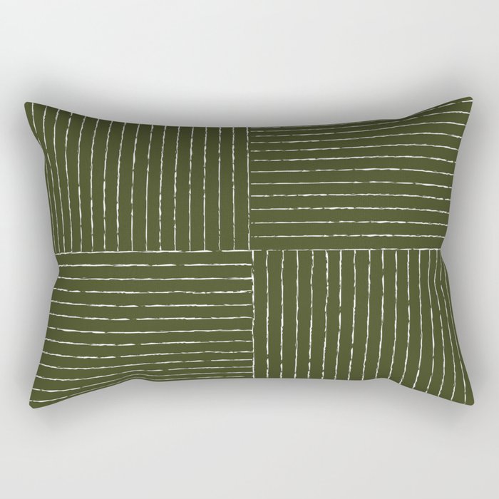 Lines III (Olive Green) Rectangular Pillow