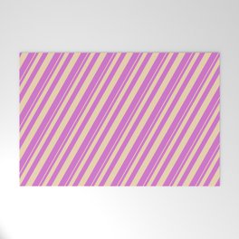 [ Thumbnail: Tan & Orchid Colored Lined Pattern Welcome Mat ]