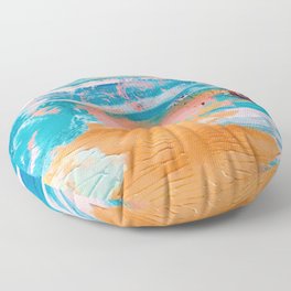 Bluebird of Happiness Abstract Painting Floor Pillow