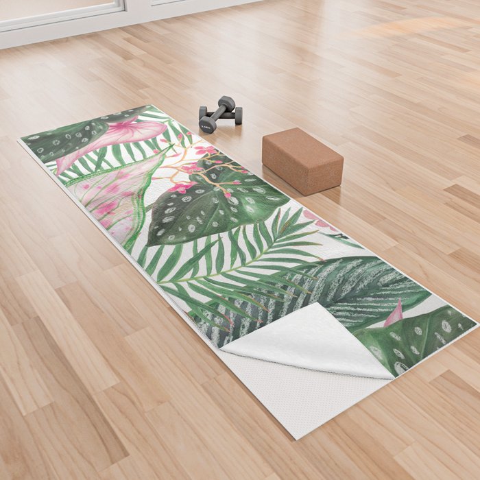 Exotic Jungle Blossom Floral Yoga Towel