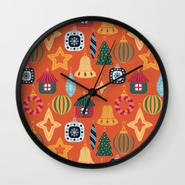 Bright and Merry Christmas Ornaments Wall Clock