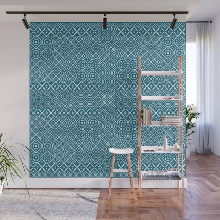 Camelbone Turquoise Flower Wall Mural