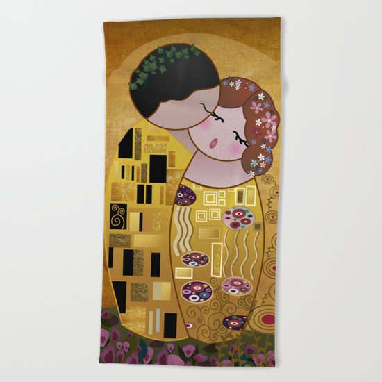 Kokeshi The Kiss Beach Towel