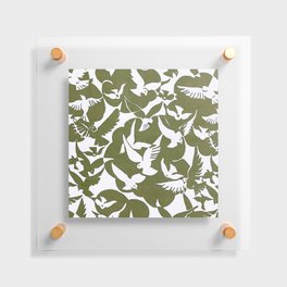 Pigeons in Olive and White Floating Acrylic Print