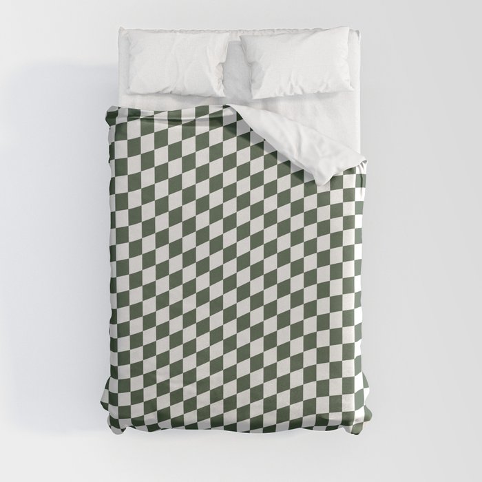 Warped Green & White Check Duvet Cover