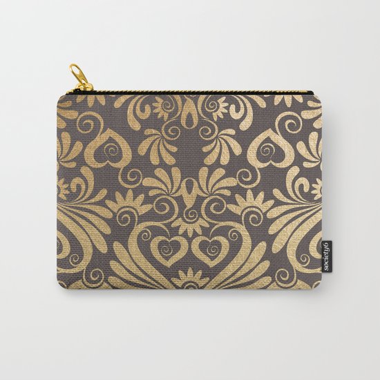 Gold swirls damask #5 Carry-All Pouch