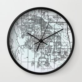 Fort Collins CO USA White City Map Wall Clock | Black, Map, Fort, Land, Usa, Digital, City, White, Collins, River 