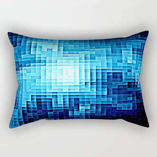 Nebula Pixel Blue Rectangular Pillow