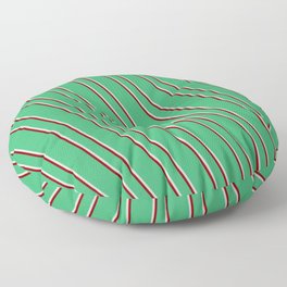 [ Thumbnail: Sea Green, Light Gray, and Maroon Colored Lined Pattern Floor Pillow ]