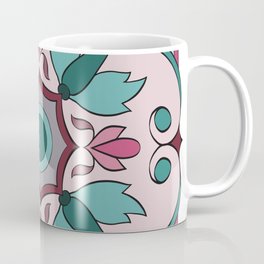 Turquoise pink magenta square tile mandala Coffee Mug