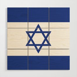 Israel Flag Print Jewish Country Pride Patriotic Pattern Wood Wall Art