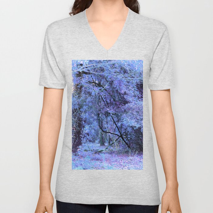 Periwinkle Tree Landscape V Neck T Shirt