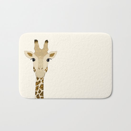 Golden Glitter Giraffe Bath Mat