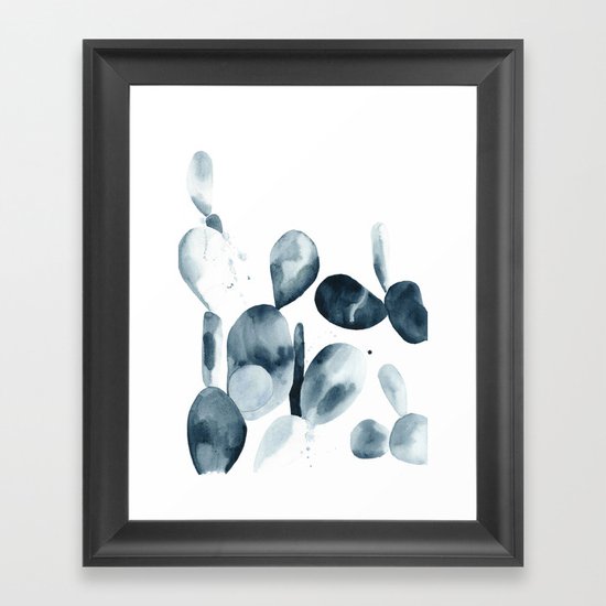 Indigo Paddle Cactus Framed Art Print