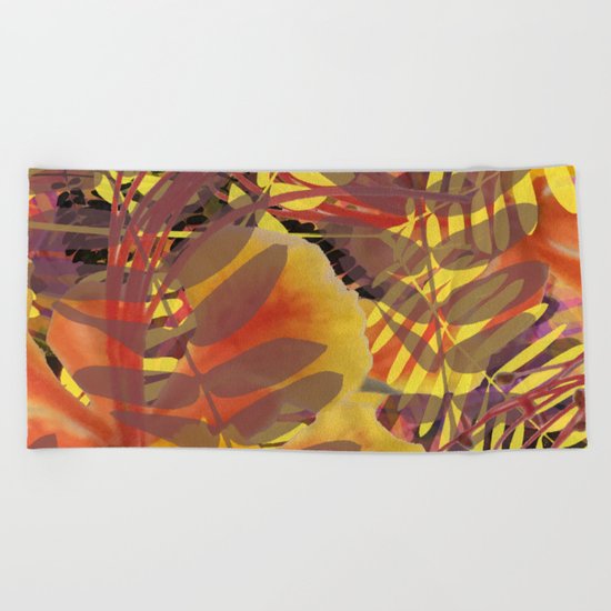 Autumn Tropical Vibe Beach Towel