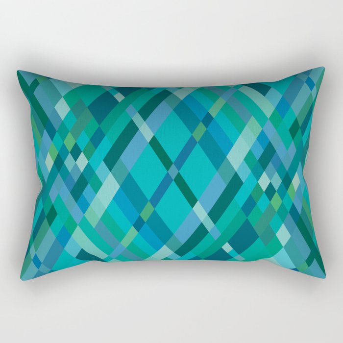 Blue Green Harlequin Pattern Rectangular Pillow