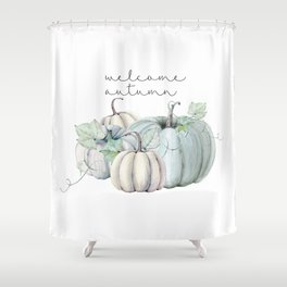 welcome autumn blue pumpkin Shower Curtain