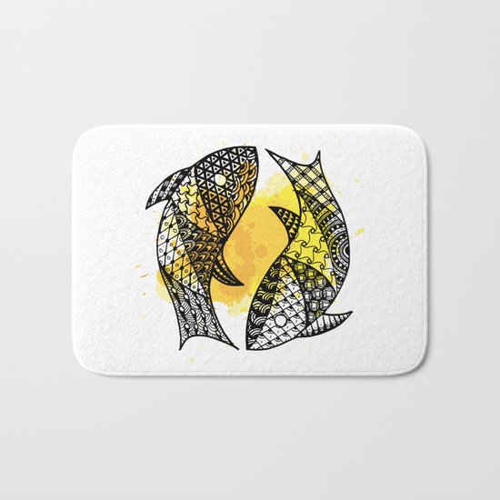 Zodiac Zentangle - Pisces Bath Mat