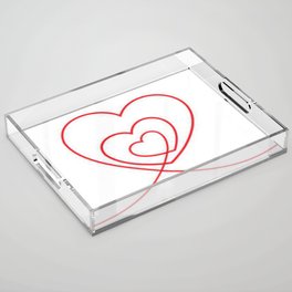 Valentine Red Heart Line Art Acrylic Tray