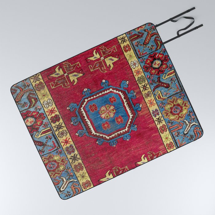 Ladik  Antique Turkish Village Niche Carpet Print Picnic Blanket