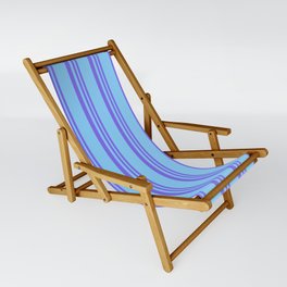 [ Thumbnail: Medium Slate Blue and Light Sky Blue Colored Pattern of Stripes Sling Chair ]