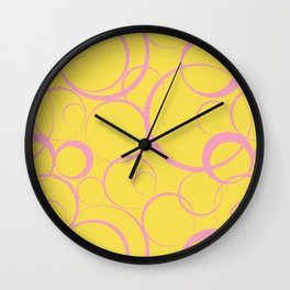 Funky Ring Pattern V14 Pantone's 2021 Color of the year Illuminating Yellow and Prism Pink Wall Clock