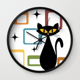 Mid Century black cat Wall Clock