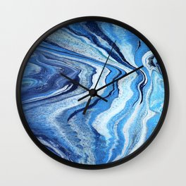 Blue Geode Sparkle: Acrylic Pour Painting Wall Clock