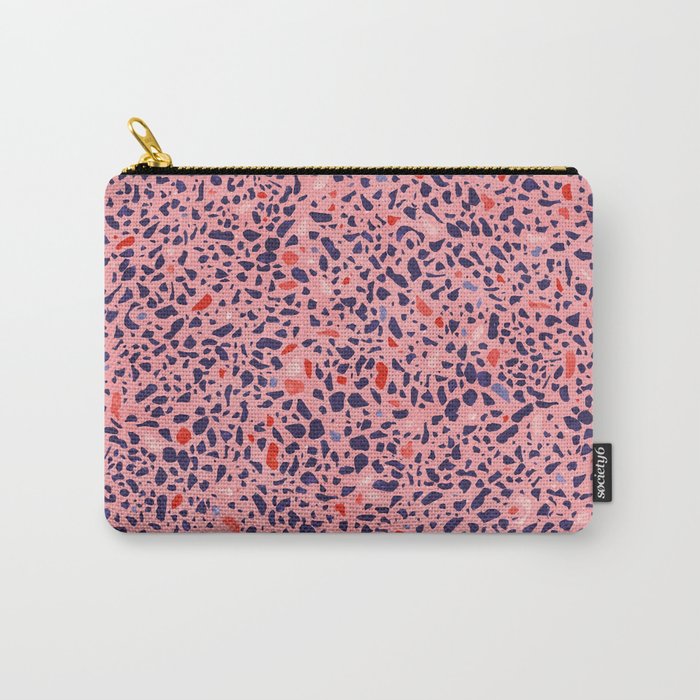 Terrazzo pink red blue Carry-All Pouch
