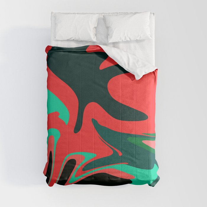 Black, green, red and pink marble pattern Comforter