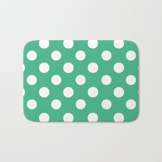 Polka Dots (White/Mint) Bath Mat