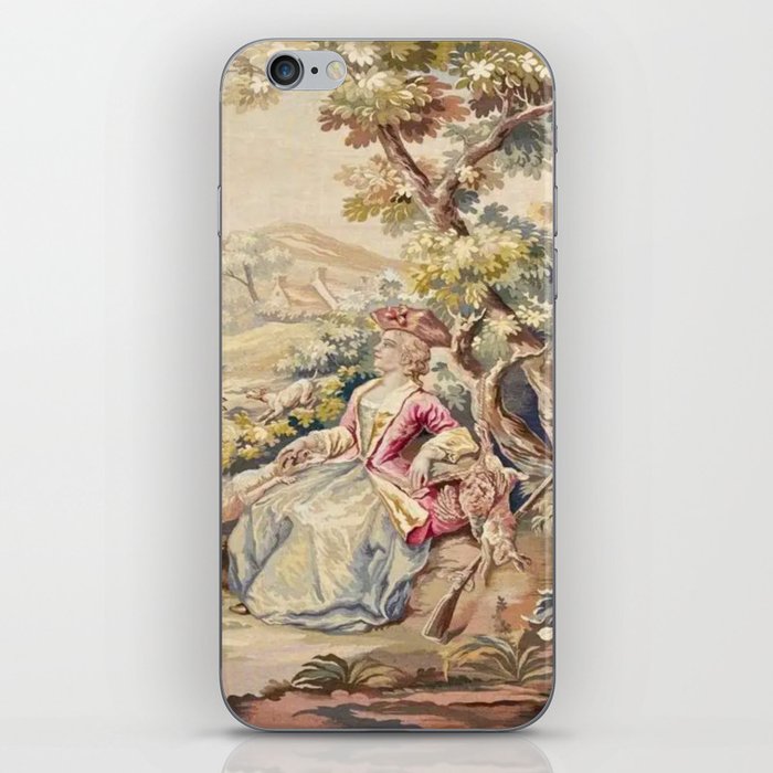 Antique 19th Century French Aubusson Tapestry Romantic Hunting Scene iPhone Skin