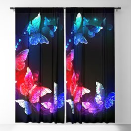 Neon night butterflies Blackout Curtain