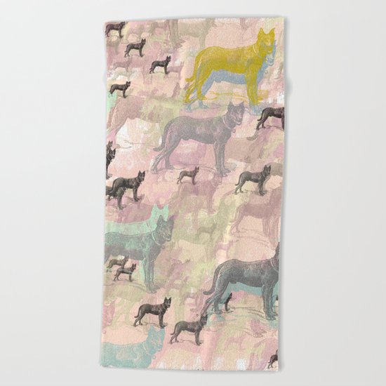 Sky Dogs - Abstract Geometric pink mauve mint grey orange Beach Towel