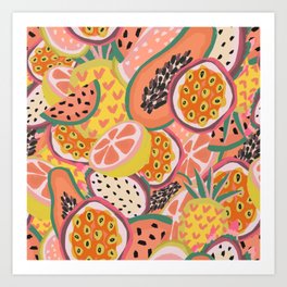 Bright Tropical Fruit Pattern Art Print