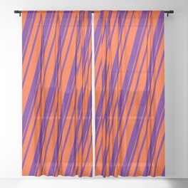 [ Thumbnail: Indigo & Red Colored Pattern of Stripes Sheer Curtain ]