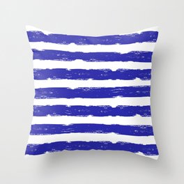 Hand-Drawn Stripes (Navy Blue & White Pattern) Throw Pillow