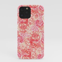 Living Coral Pink Watercolor Roses Flower Pattern iPhone Case | Nature, Blooms, Coralpink, Decorative, Red, Petals, Forher, Roses, Floral, Pattern 