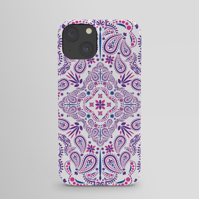 Purple Paisley Mandala Print Mosaic Flower Lover Pattern iPhone Case