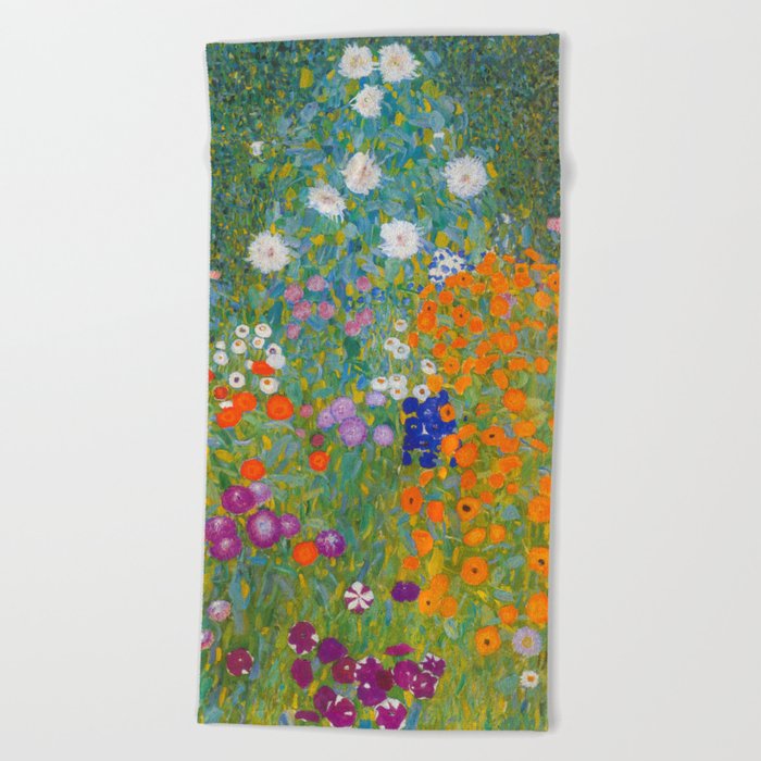 Gustav Klimt - Flower Garden Beach Towel