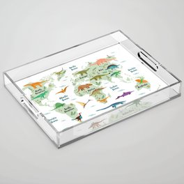 Colorful Dinosaur World Map Acrylic Tray