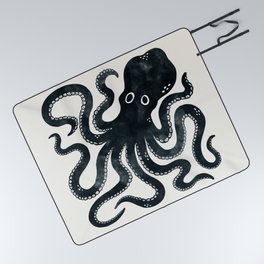 Minoan Octopus - Black Ink Picnic Blanket