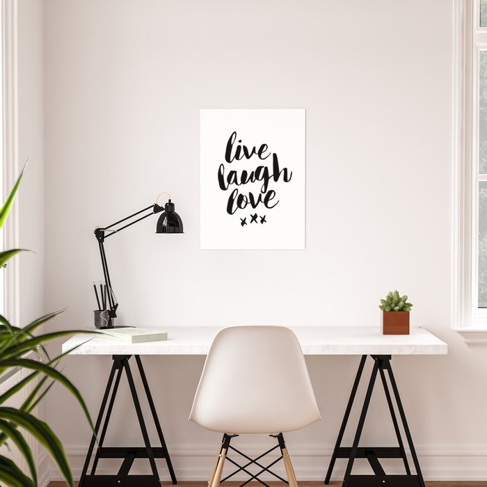 Live Laugh Love Black And White Wall Hangings Typography Design Home Wall Decor Bedroom Poster By Themotivatedtype